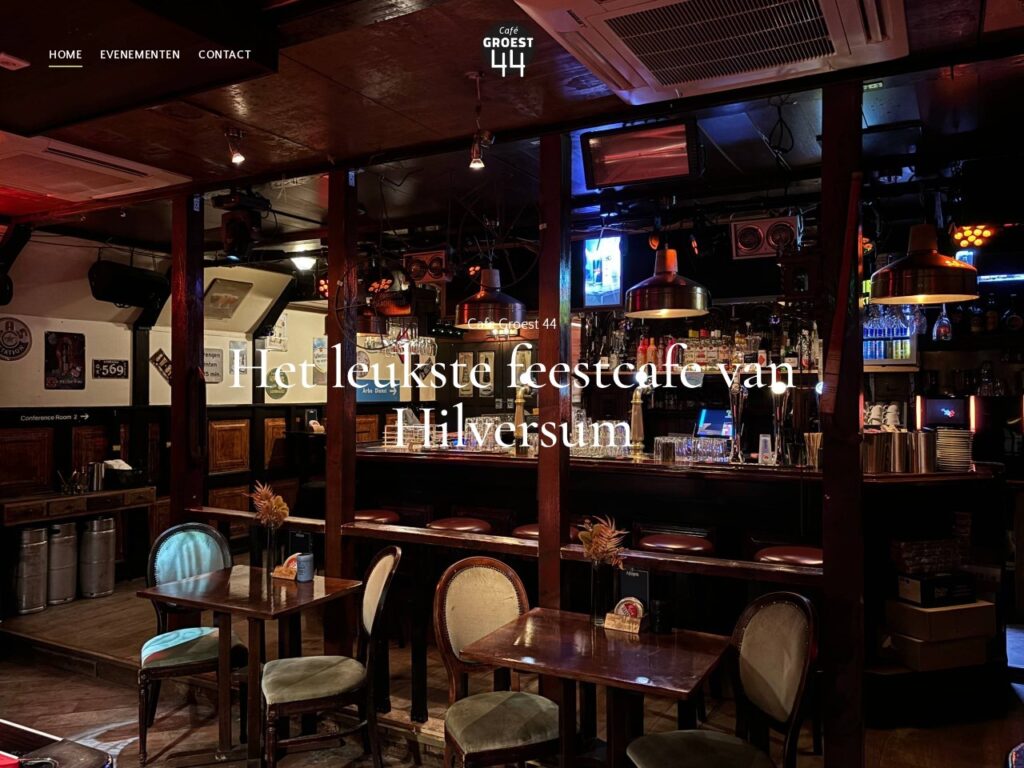 Website van Café Groest 44 in Hilversum