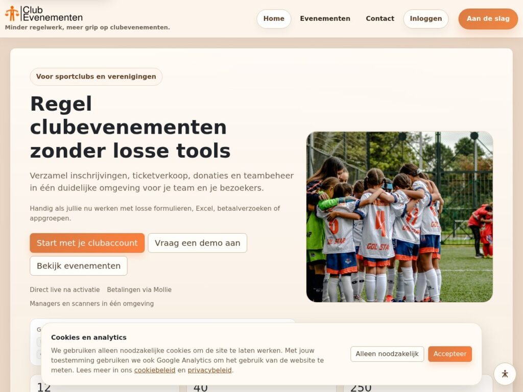 Clubevenementen, platform voor evenementen van sportclubs