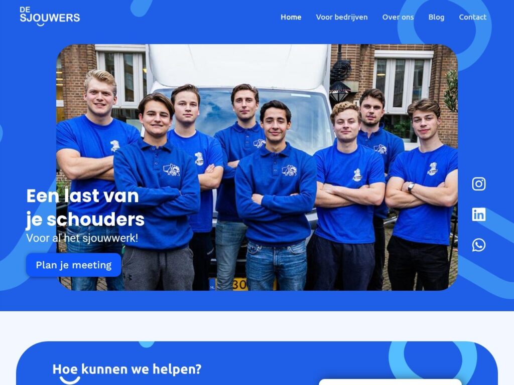 De Sjouwers, een van de websites die wij maakten — sjouwwerk en verhuizingen voor bedrijven
