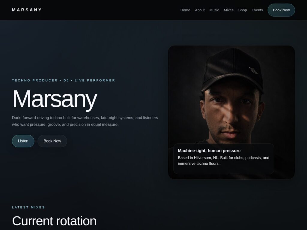 Artiestenwebsite van Marsany